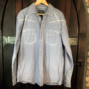 Pelham western pearl snap button front shirt XL